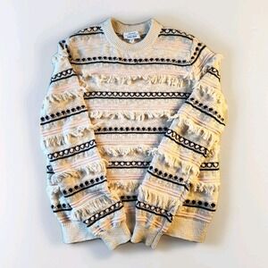 Chunky Sweater Fringe Trim Cream Pink Paris Atelier & Other Stories Boho Medium